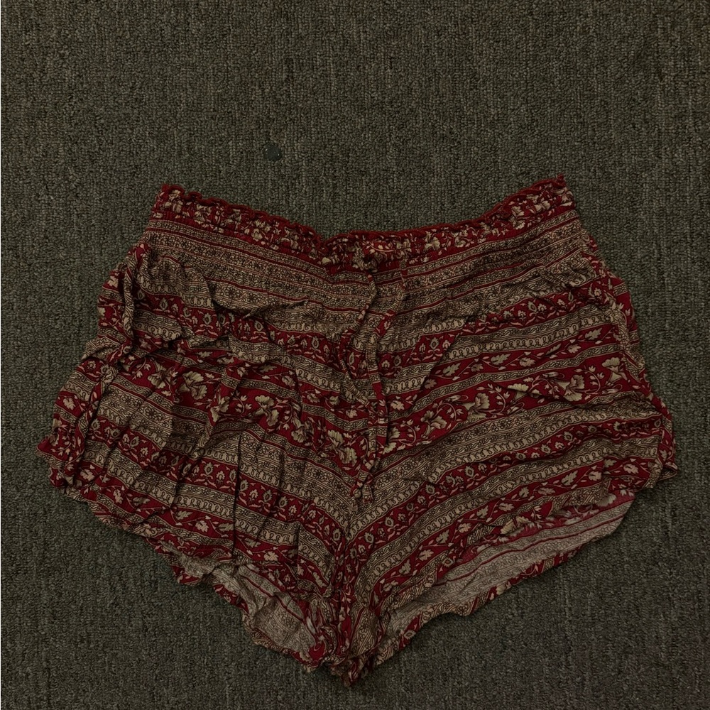 American Eagle Outfitters Red Patterned High Waist Shorts
